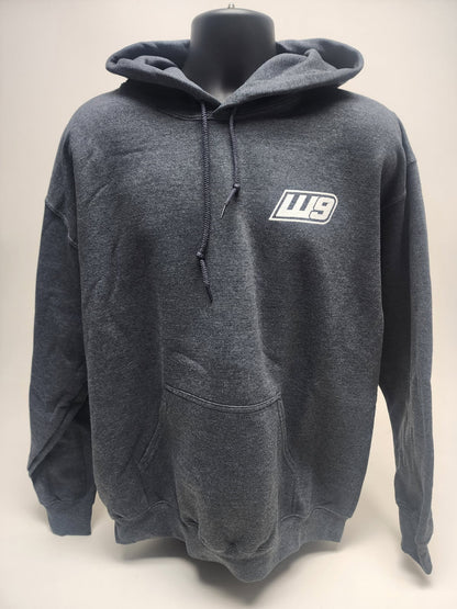 Warp9Racing hoodie, casual apparel with front logo, featuring a comfortable fit and stylish design.