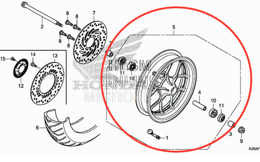 Honda Grom Front Wheel 2017 - 2020