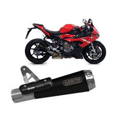 Dark steel Arrow Exhaust Pro Race slip-on for BMW S1000RR M1000RR R 2019-2025, showcasing the sleek exhaust design.