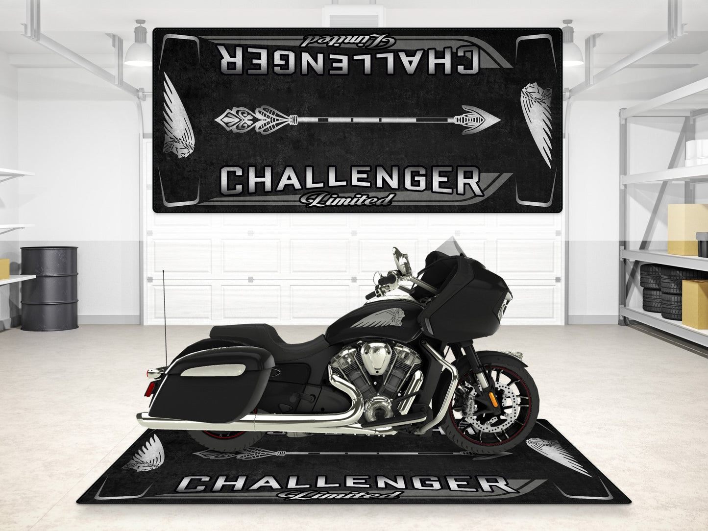 Designed Pit Mat for Indian Challenger Limited Motorcycle - MM7333 - Howling Moto
