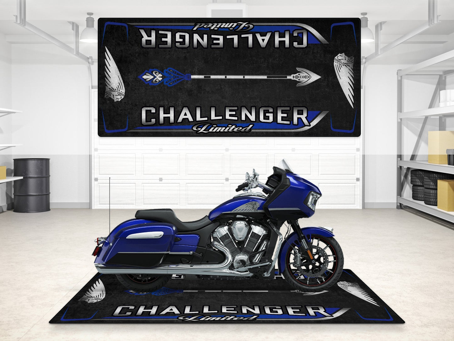 Designed Pit Mat for Indian Challenger Limited Motorcycle - MM7333 - Howling Moto