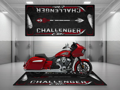 Designed Pit Mat for Indian Challenger Elite Motorcycle - MM7334 - Howling Moto