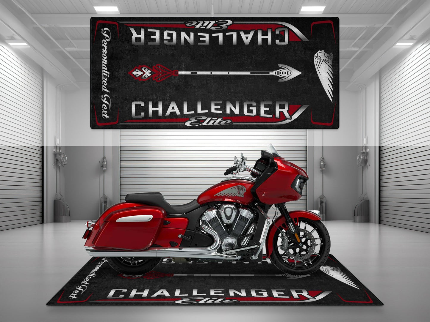 Designed Pit Mat for Indian Challenger Elite Motorcycle - MM7334 - Howling Moto