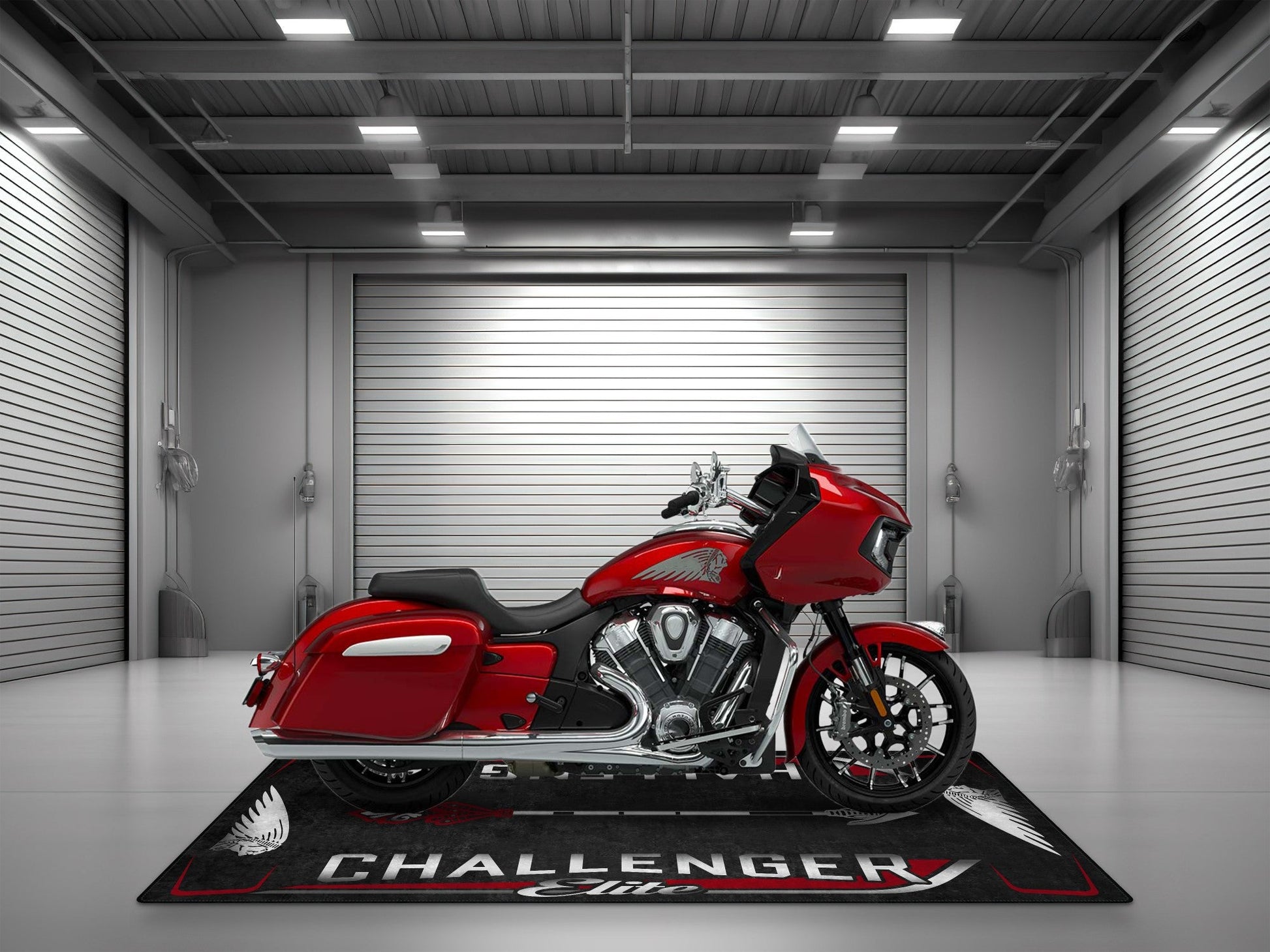 Designed Pit Mat for Indian Challenger Elite Motorcycle - MM7334 - Howling Moto
