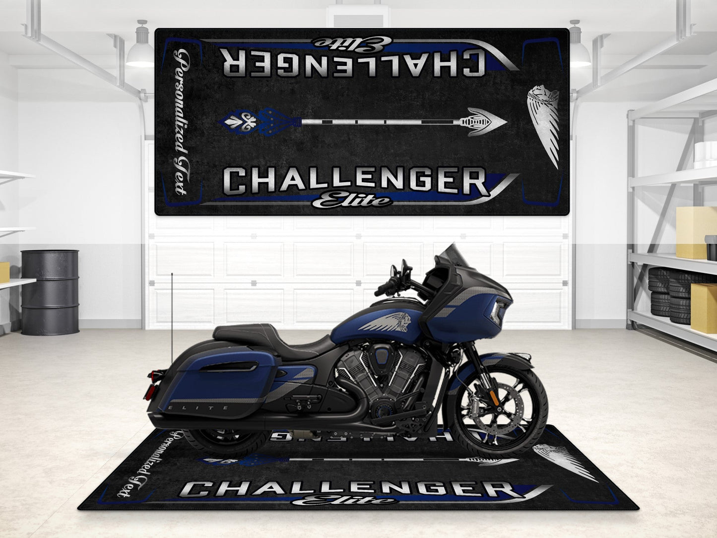 Designed Pit Mat for Indian Challenger Elite Motorcycle - MM7334 - Howling Moto