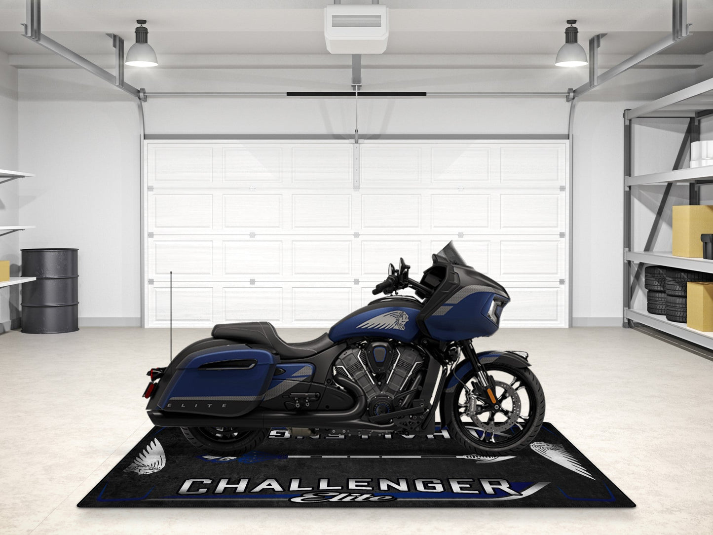Designed Pit Mat for Indian Challenger Elite Motorcycle - MM7334 - Howling Moto
