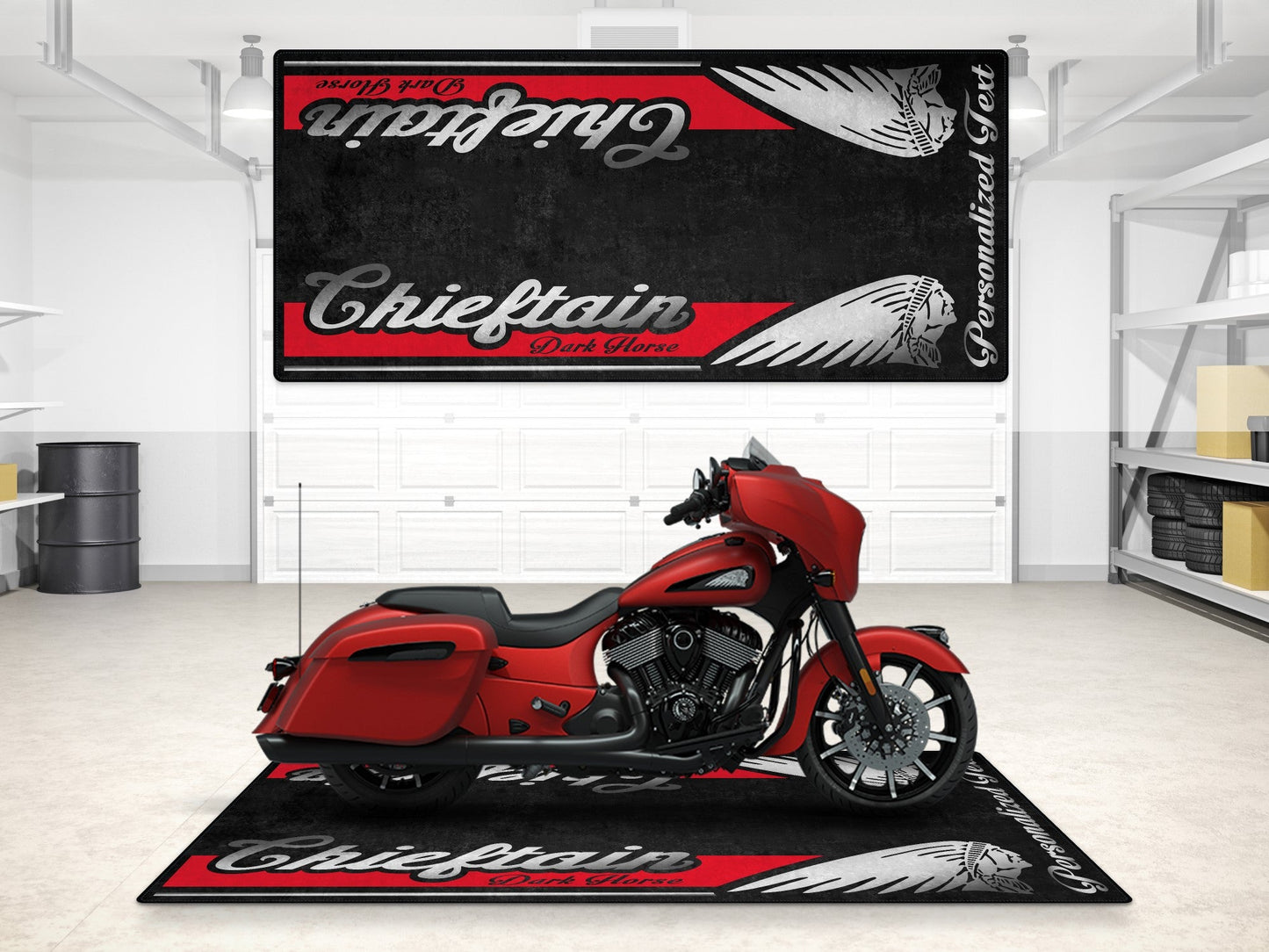 Designed Pit Mat for Indian Chieftain Dark Horse Motorcycle - MM7328 - Howling Moto