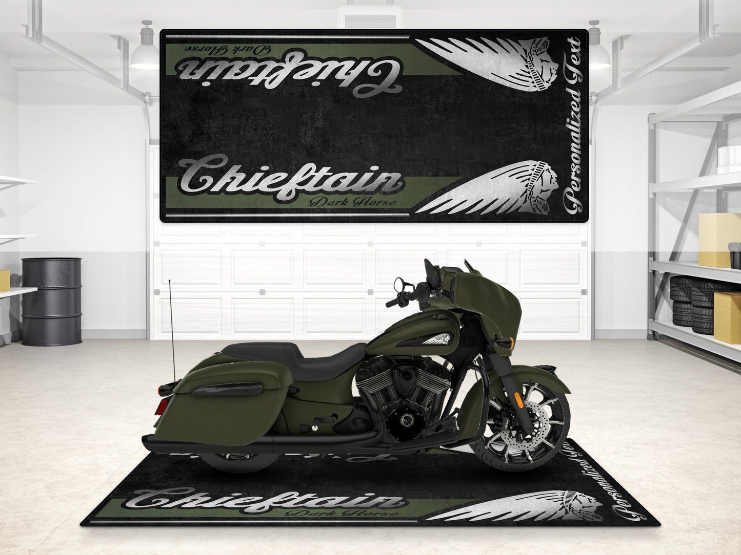 Designed Pit Mat for Indian Chieftain Dark Horse Motorcycle - MM7328 - Howling Moto