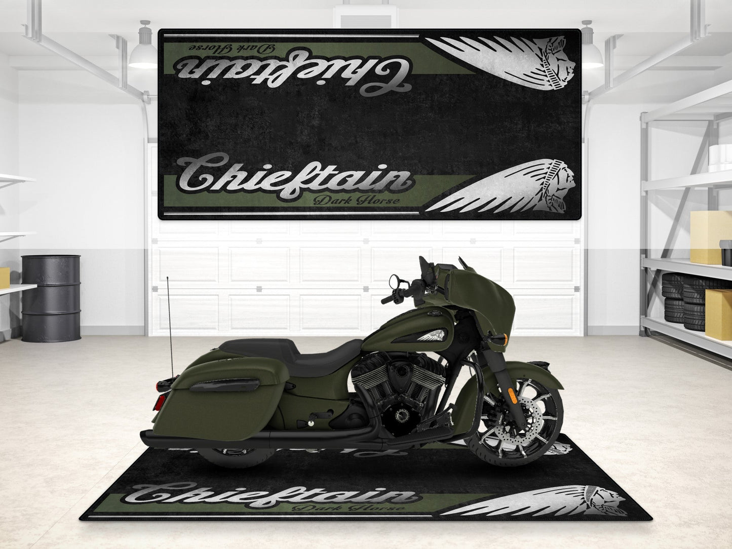 Designed Pit Mat for Indian Chieftain Dark Horse Motorcycle - MM7328 - Howling Moto