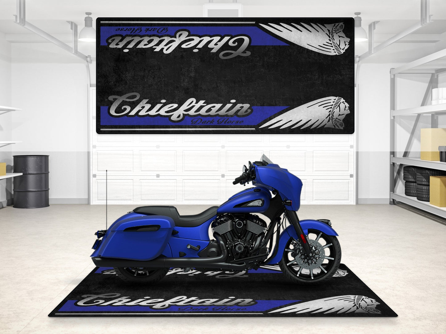 Designed Pit Mat for Indian Chieftain Dark Horse Motorcycle - MM7328 - Howling Moto