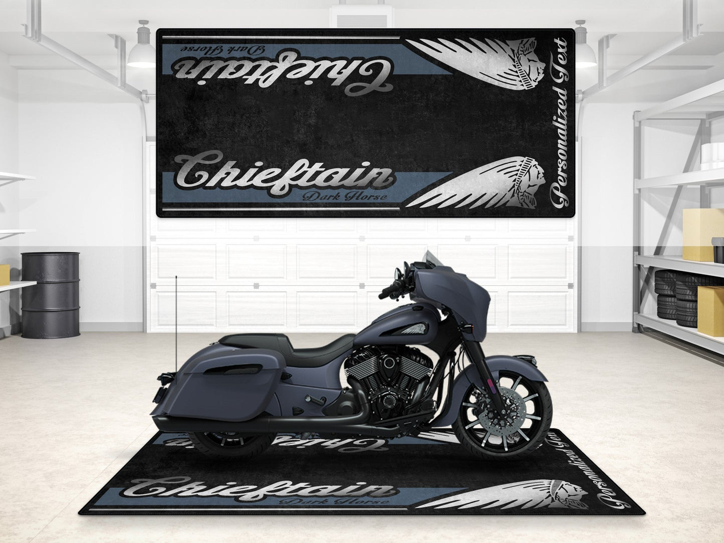 Designed Pit Mat for Indian Chieftain Dark Horse Motorcycle - MM7328 - Howling Moto