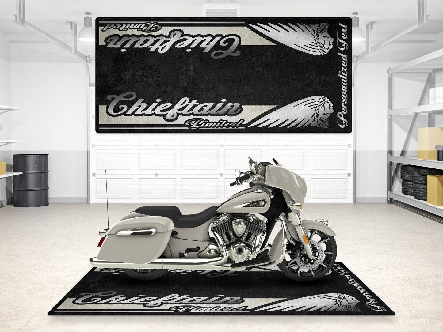 Designed Pit Mat for Indian Chieftain Limited Motorcycle - MM7329 - Howling Moto
