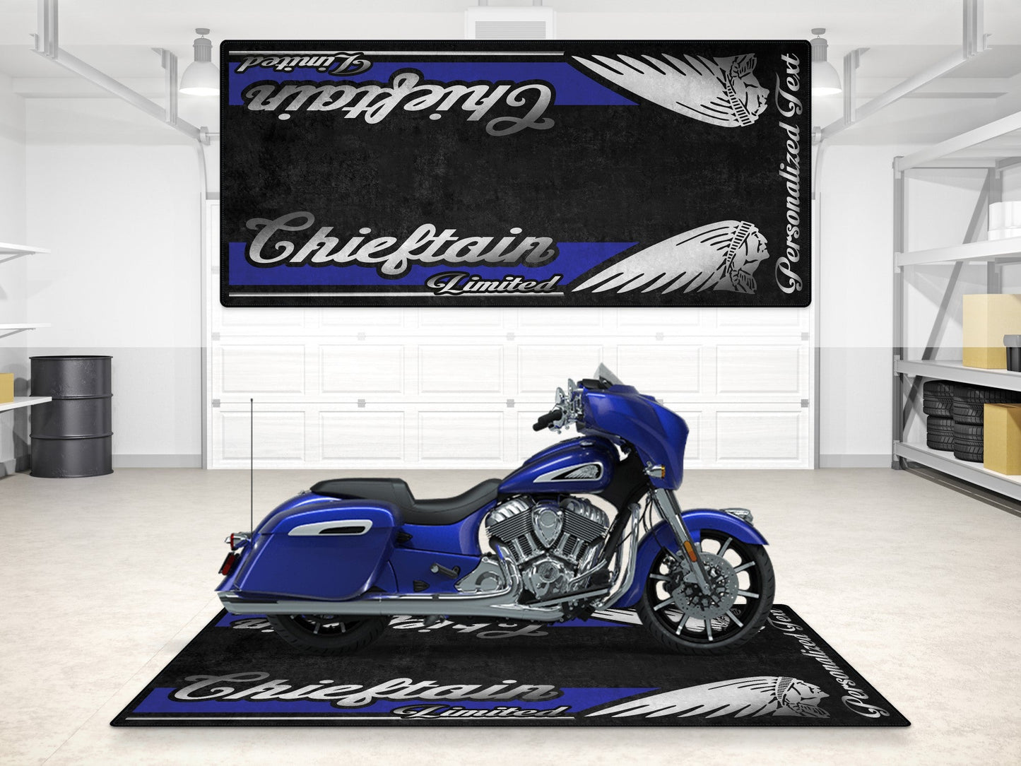 Designed Pit Mat for Indian Chieftain Limited Motorcycle - MM7329 - Howling Moto
