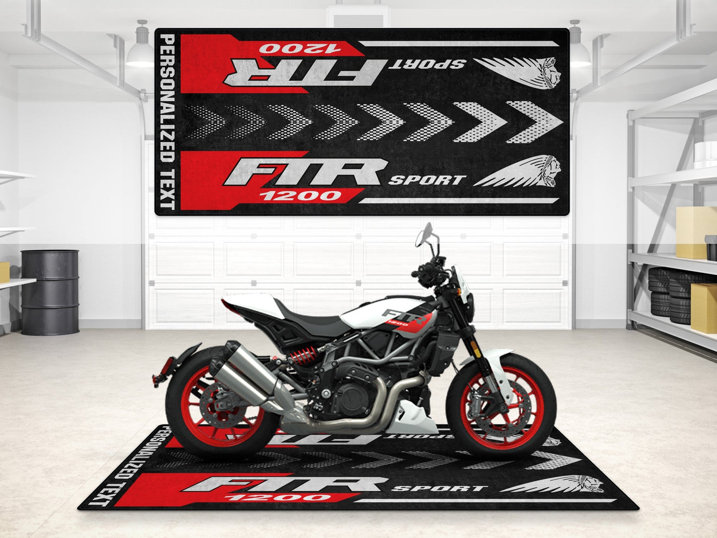 Designed Pit Mat for Indian FTR Sport 1200 Motorcycle - MM7316 - Howling Moto