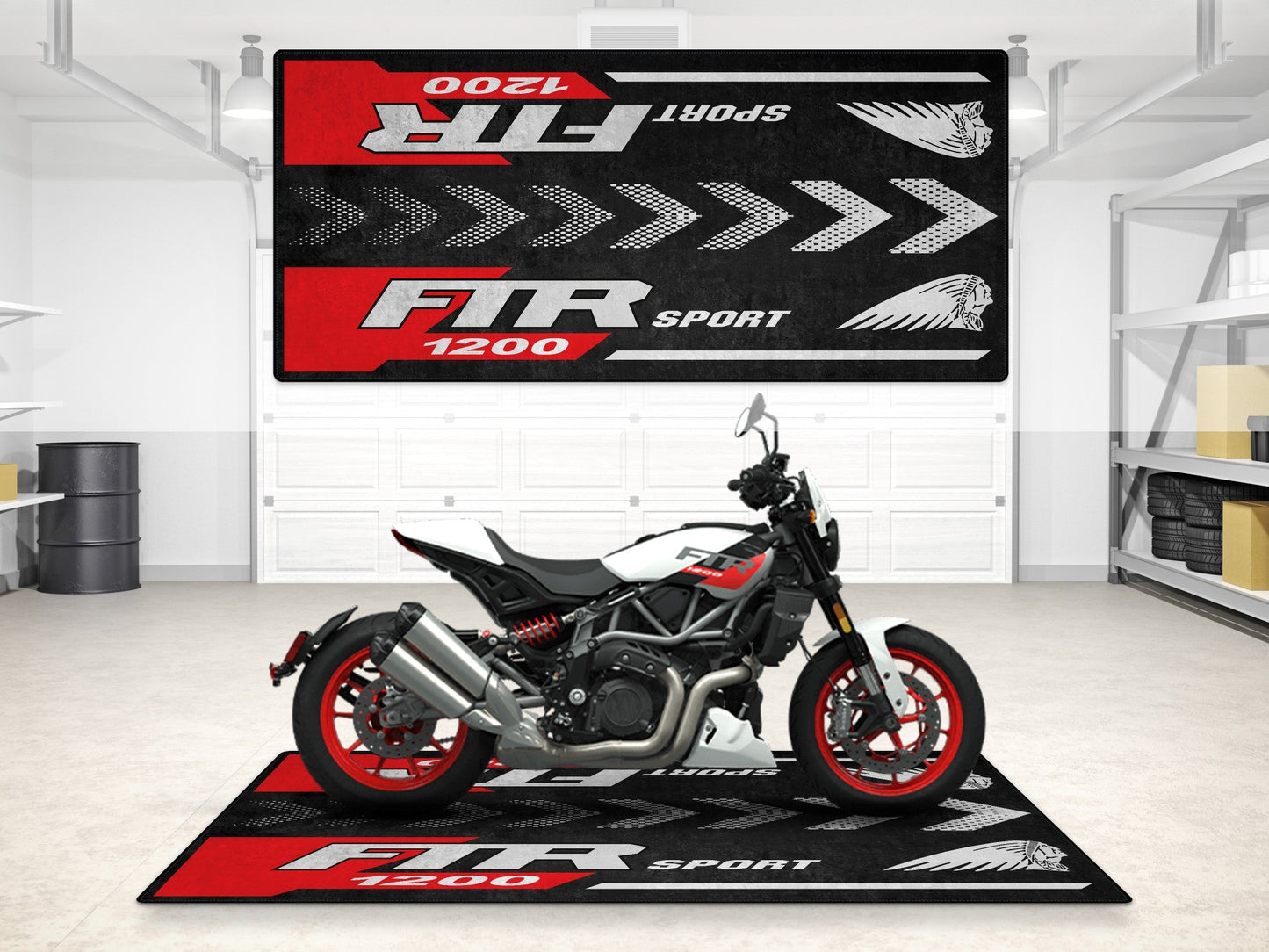 Designed Pit Mat for Indian FTR Sport 1200 Motorcycle - MM7316 - Howling Moto
