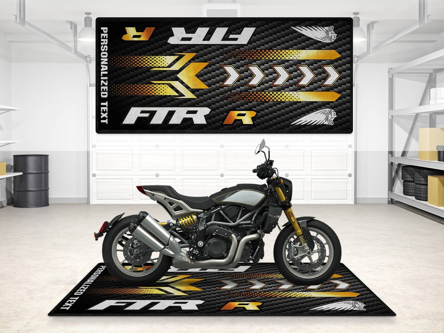 Designed Pit Mat for Indian FTR Carbon 1200 Motorcycle - MM7317 - Howling Moto