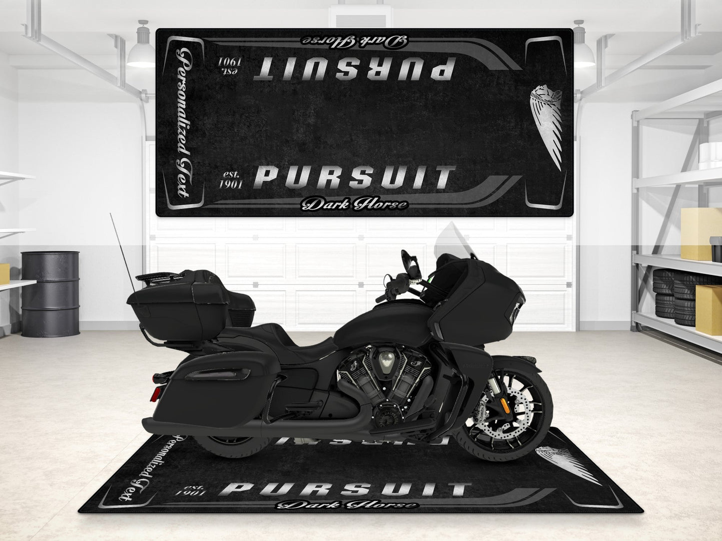 Designed Pit Mat for Indian Pursuit Dark Horse Motorcycle - MM7339 - Howling Moto