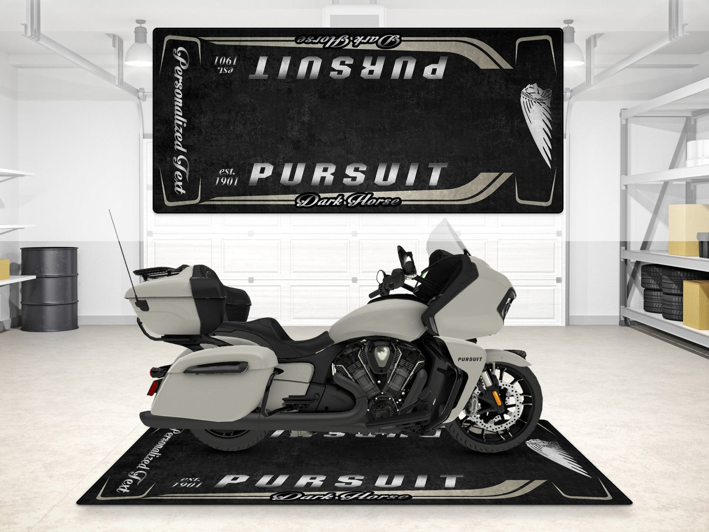 Designed Pit Mat for Indian Pursuit Dark Horse Motorcycle - MM7339 - Howling Moto