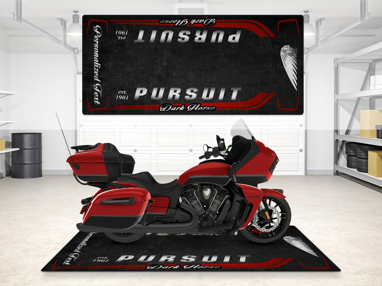 Designed Pit Mat for Indian Pursuit Dark Horse Motorcycle - MM7339 - Howling Moto