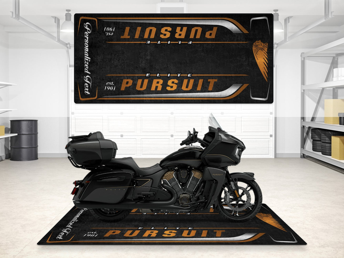 Designed Pit Mat for Indian Pursuit Elite Motorcycle - MM7340 - Howling Moto
