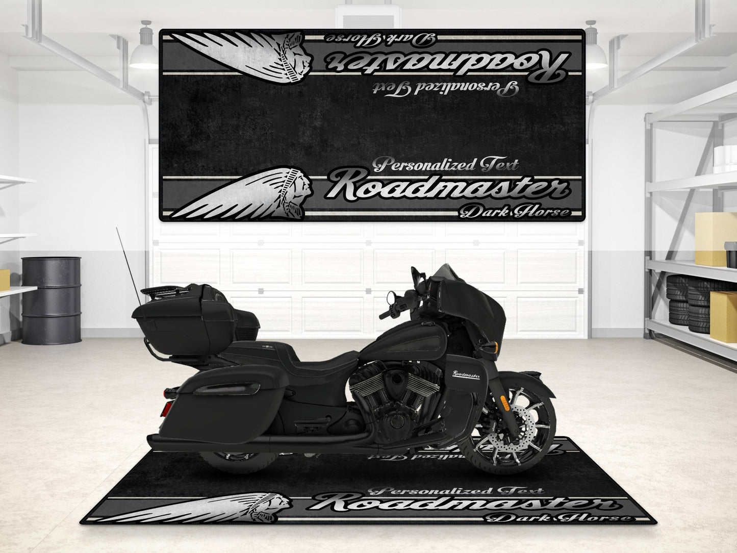 Designed Pit Mat for Indian Roadmaster Dark Horse Motorcycle - MM7337 - Howling Moto