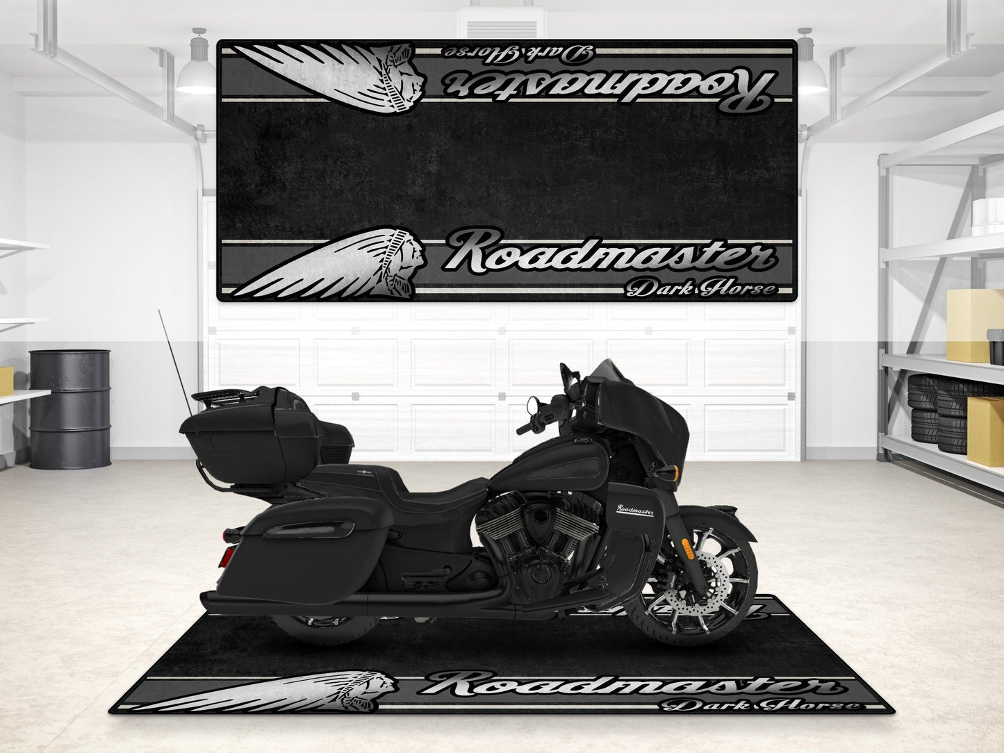Designed Pit Mat for Indian Roadmaster Dark Horse Motorcycle - MM7337 - Howling Moto