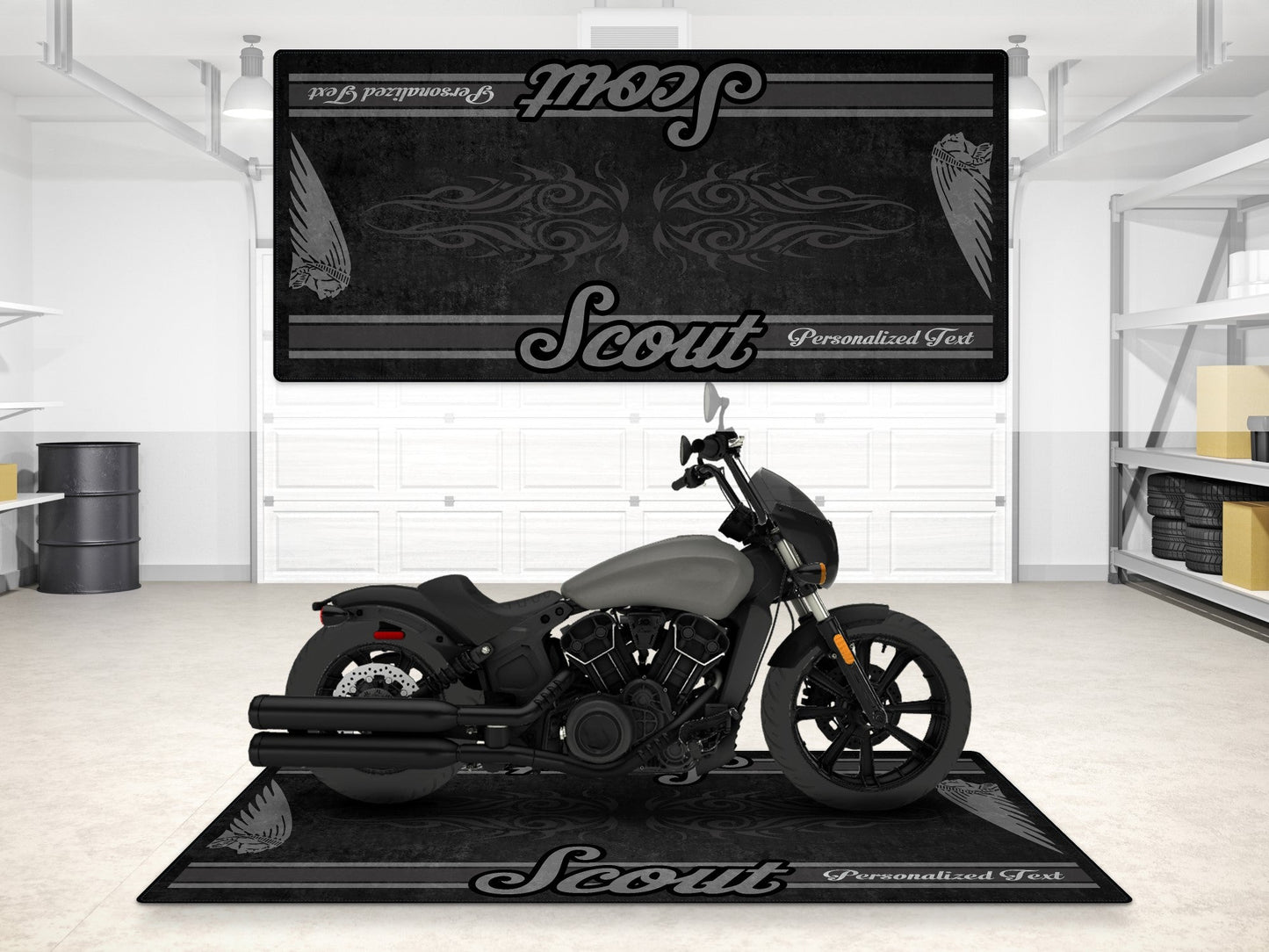 Designed Pit Mat for Indian Scout Rogue Sixty Motorcycle - MM7324 - Howling Moto