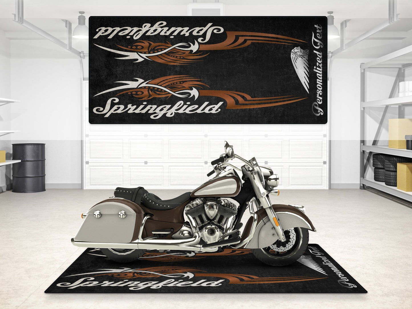Designed Pit Mat for Indian Springfield Motorcycle - MM7326 - Howling Moto