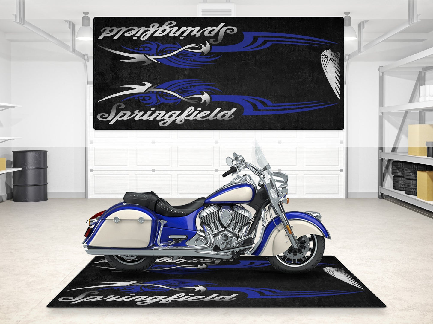 Designed Pit Mat for Indian Springfield Motorcycle - MM7326 - Howling Moto