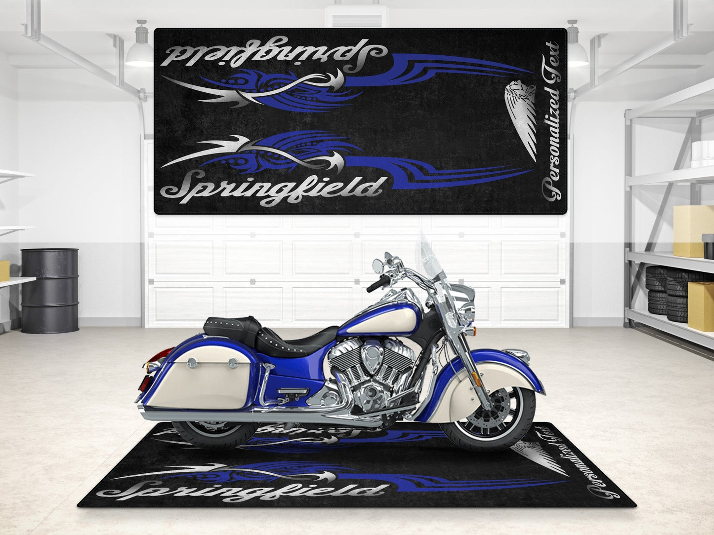 Designed Pit Mat for Indian Springfield Motorcycle - MM7326 - Howling Moto