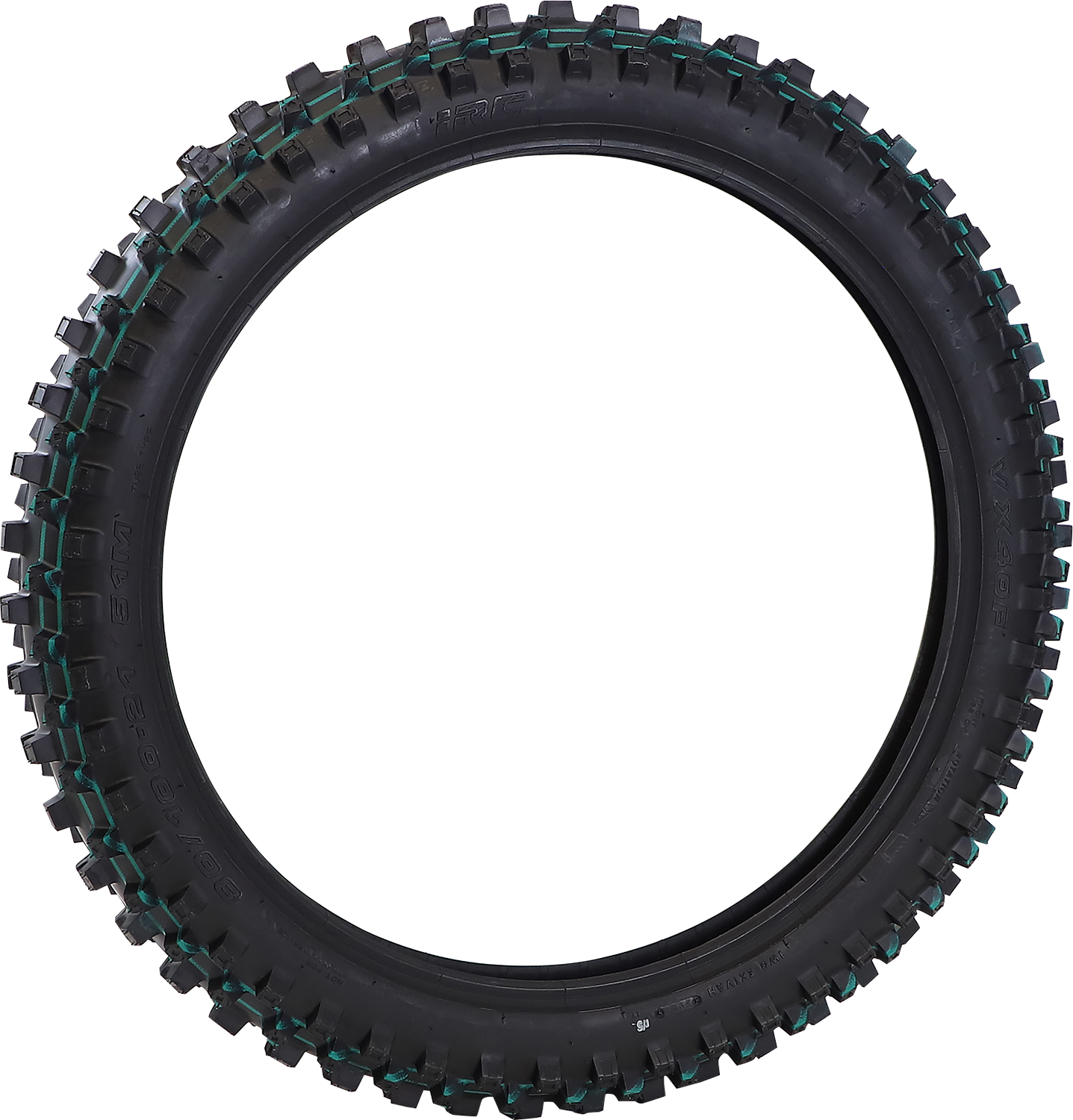 IRC VX-40 front motorcycle tire 80/100-21 for off-road riding, featuring durable tread and off-road performance capabilities.