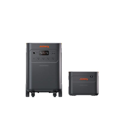 Jackery Explorer 5000 Plus portable power station with 10kWh capacity, black and gray design, and multiple output ports.