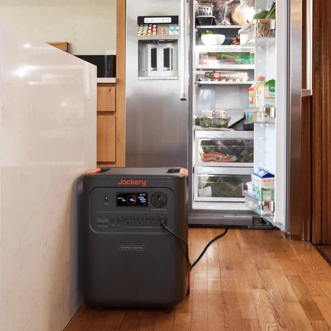 Jackery HomePower 3600 Plus portable home battery backup with multiple outlets and digital display for emergency power.