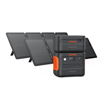 Jackery Solar Generator 1000 Plus with multiple outlets and solar panels for portable renewable energy.