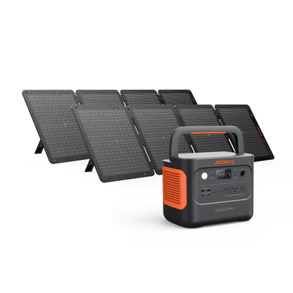Jackery Solar Generator 1000 Plus with multiple ports and a digital display showing power output and battery status.