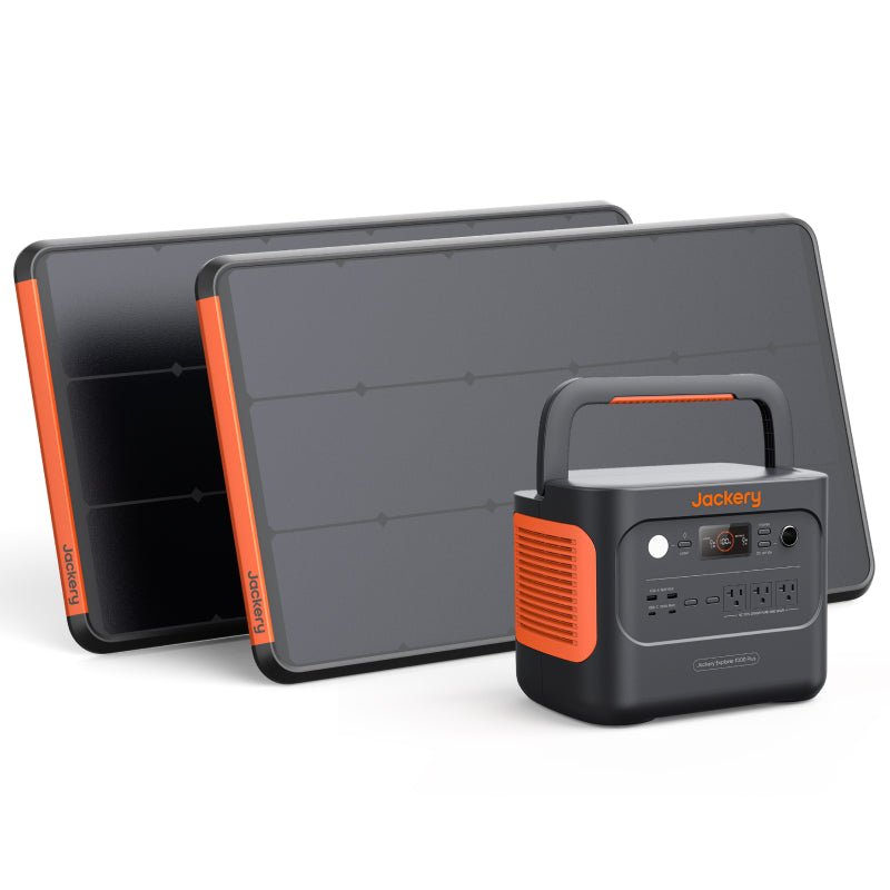 Jackery Solar Generator 1000 Plus kit with portable power station and solar panels, ideal for outdoor and emergency power needs.