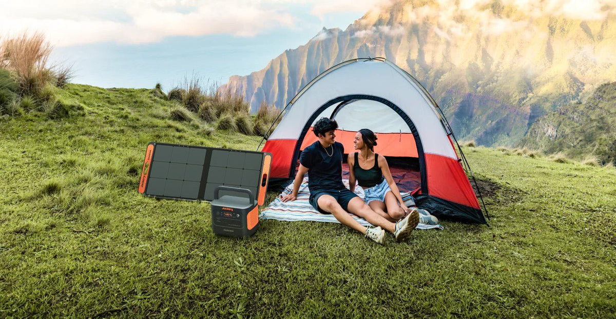 Refurbished Jackery Solar Generator 1000 Plus with multiple AC outlets, USB ports, and solar input for portable renewable energy.