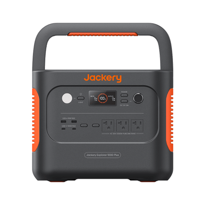 Refurbished Jackery Solar Generator 1000 Plus with multiple power outlets and solar input ports, lightweight portable energy station.