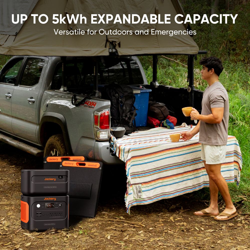 Refurbished Jackery Solar Generator 1000 Plus with multiple ports and display screen for portable solar power backup.