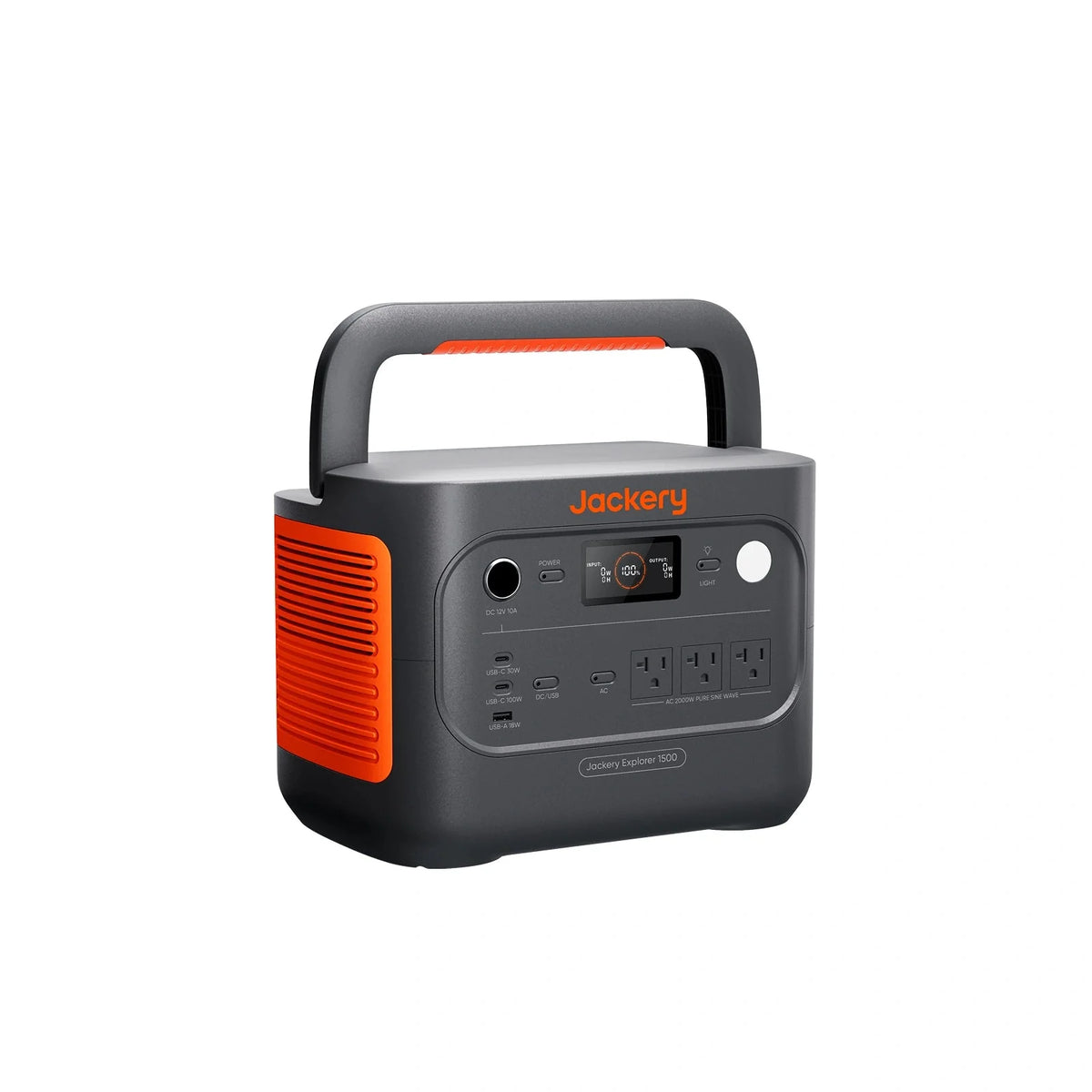 Jackery Explorer 1500 v2 portable power station with multiple outlets and handle, designed for outdoor and emergency use