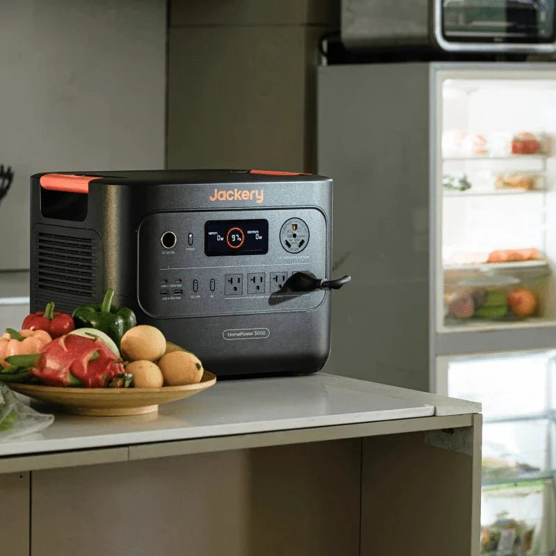 Jackery Solar Generator HomePower 3000 with multiple ports and solar panels for portable renewable energy storage