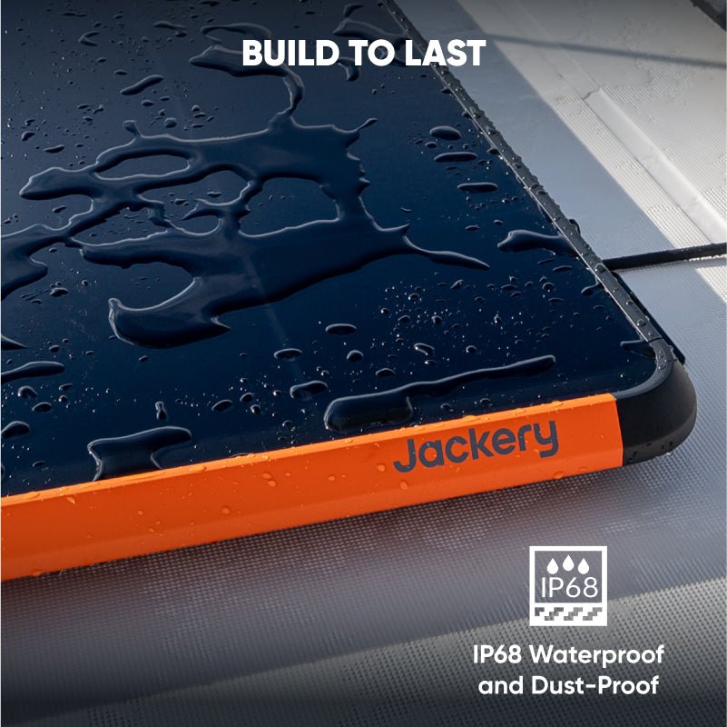 Refurbished Jackery SolarSaga 100 Prime solar panel with multiple black photovoltaic cells and a sturdy frame for portable solar power.