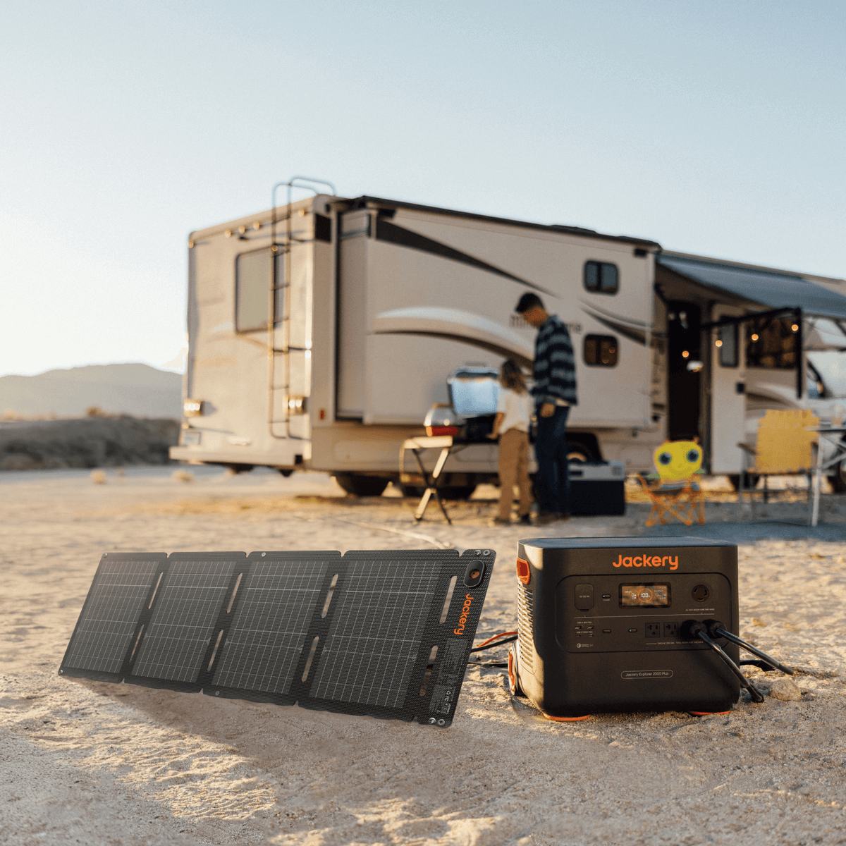 Jackery SolarSaga 40 Air portable solar panel outdoors, lightweight design, foldable with solar cells for outdoor charging.
