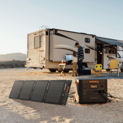 Jackery SolarSaga 40 Air portable solar panel outdoors, lightweight design, foldable with solar cells for outdoor charging.