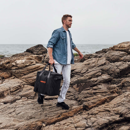 Jackery upgraded carrying case in large size, black handbag with sturdy handle and zipper closure.
