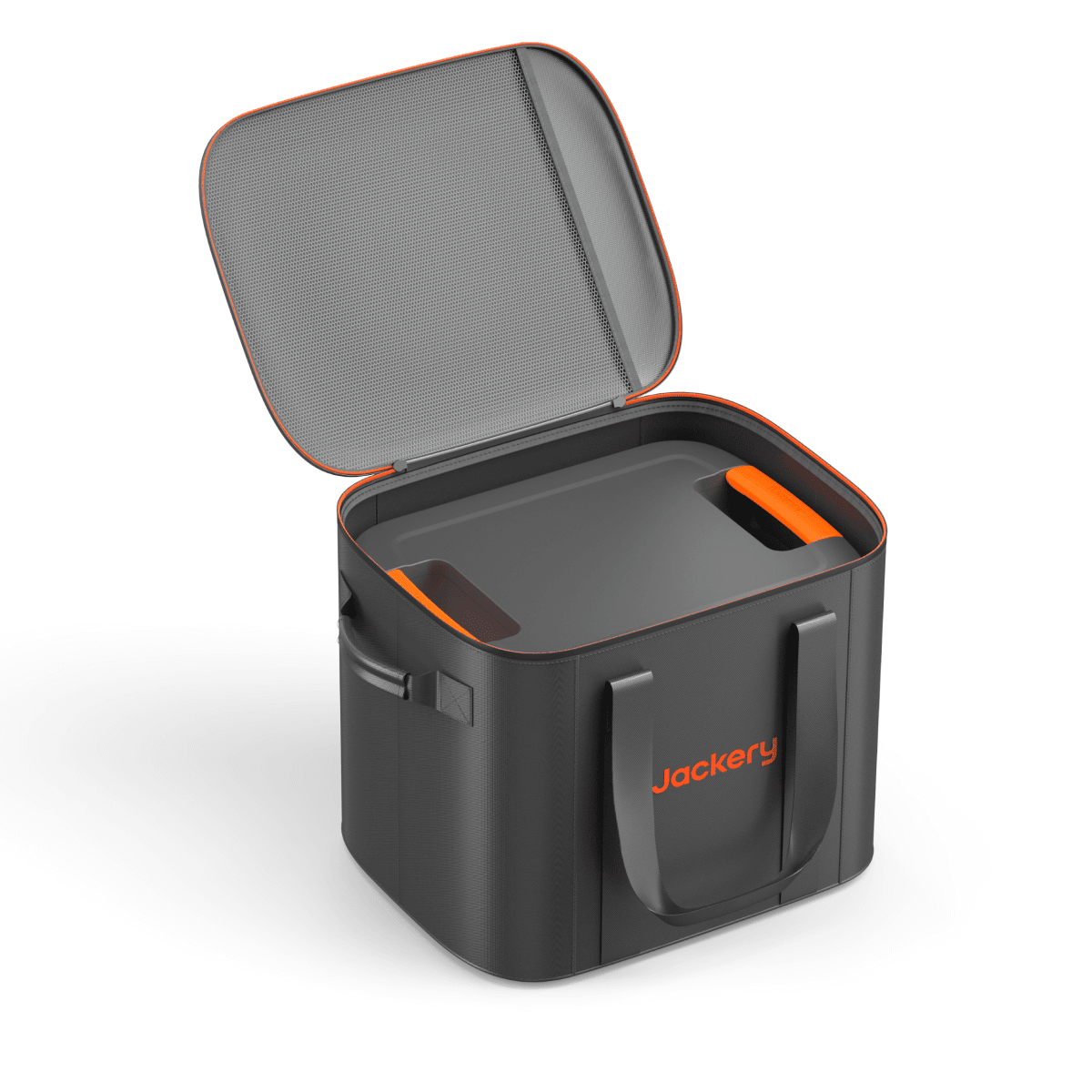 Jackery upgraded large carrying case for handbags, durable black exterior with zipper closure and handle for easy transport.
