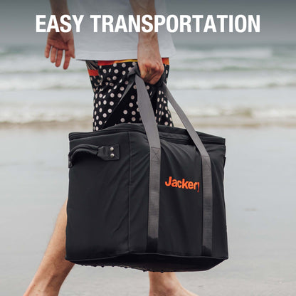 Jackery upgraded carrying case for handbags, large size, black with handle, designed for portable storage and organization.
