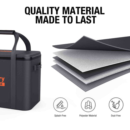 Jackery upgraded carrying case in medium size, black handbag with durable handle and zipper closure, designed for portable device storage.