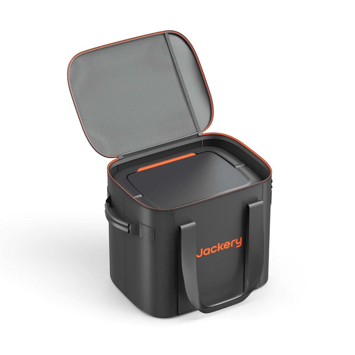 Jackery upgraded carrying case in medium size, black handbag with sturdy handle and zip closure, designed for portable power devices.
