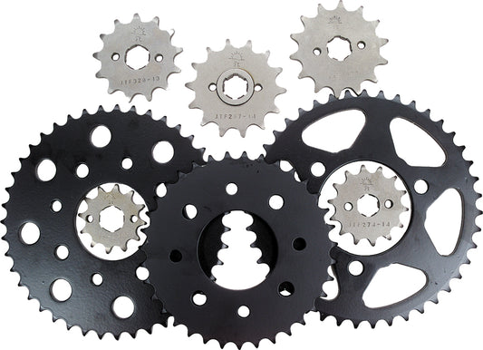 JT steel rear sprocket 42T for 525 chain, part JTR1304.42, displayed with teeth and mounting hole details.